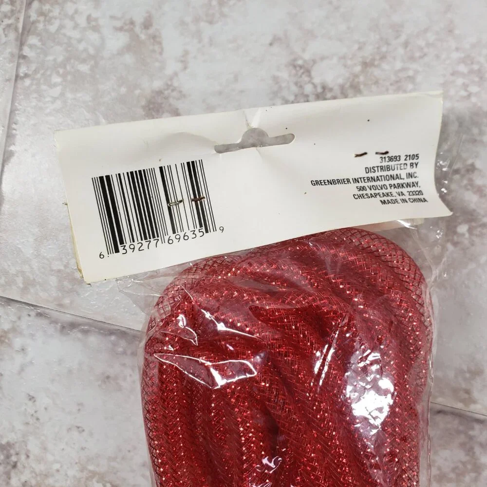 Arts Crafts Decorative Floral Garden Mesh Garland Plastic Red Tubing 36 ft